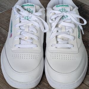 Reebok Men's White and Green Sneakers